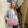 Shoulder bag for everyday use. Storage pockets. Old rose in a refined style to match any outfit! Handmade in Geneva from eco-responsible leathers.